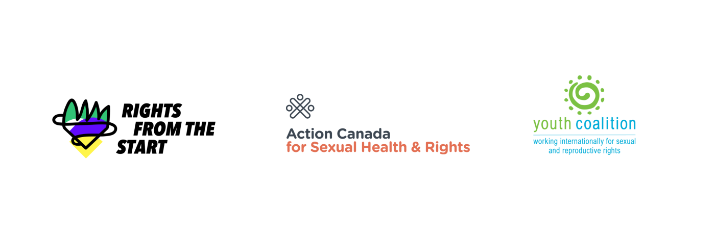 Logos for Rights from the Start, Action Canada, and Youth Coalition