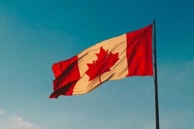 Canadian flag in the wind